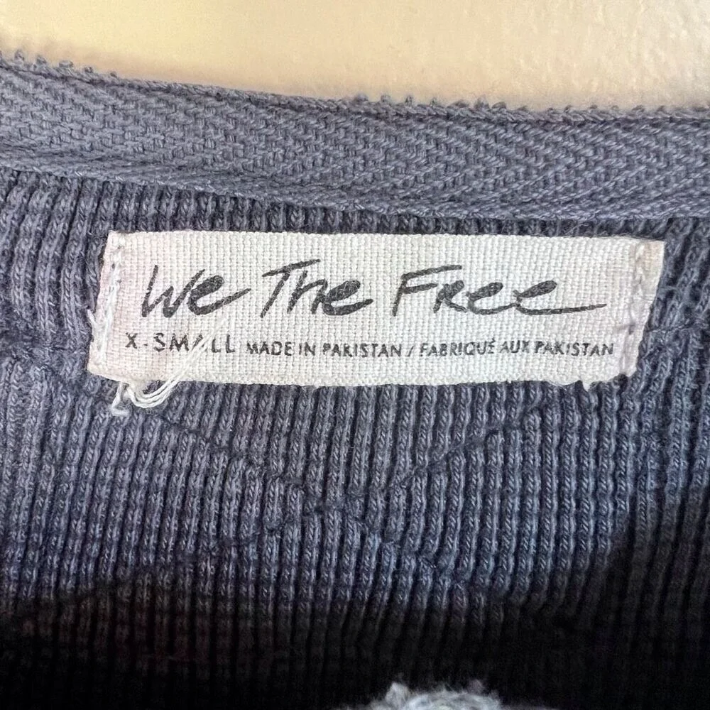 We‎ the Free People Womens Ellie Thermal Slouchy Boho Blue Size XS Oversized Top